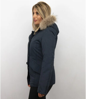 Bontjassen winterjas wooly kort - maat S Blauw