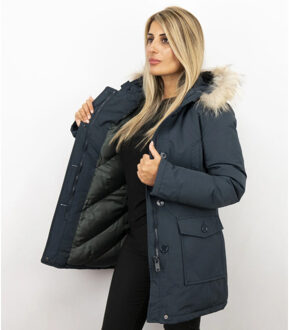 Bontjassen winterjas wooly lang Blauw - XS