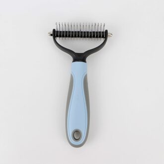 Bonzerpet Ontharing Kam Hond Kat Bont Trimmen Dematting Deshedding Roestvrij Grooming Brush Tool Lang Haar Blauwe Kleur blauw M