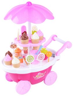 Boodschappen Speelgoed Mini Trolley Meisje Snoep Auto Ijs Winkel Supermarkt Kinderen Huis Speelgoed Verlichting Speelgoed Auto Cadeau Speelgoed Muziek roze