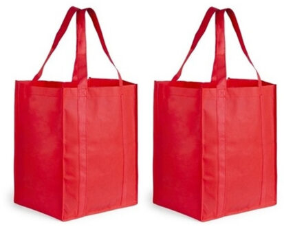 Boodschappen tas/shopper BIGGY - 3x stuks - rood - 38 x 33 x 25 cm - Stevige boodschappentassen/shop