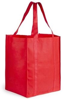 Boodschappen tas/shopper BIGGY - rood - 38 x 33 x 25 cm - Stevige boodschappentassen/shopper bag