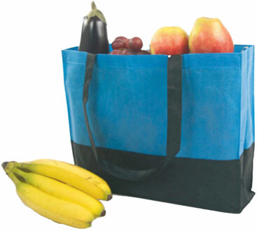 Boodschappentas - blauw - 38 x 29 x 10 cm - groot - draagtas - strandtas