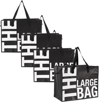 Boodschappentas / opbergtas XXL - 4x - 90 liter - shopper - mega/ jumbo tas - zwart - 55 x 55 x 30 c