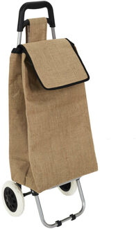 Boodschappentrolley Shopping - jute beige - 31 x 26 x 95 cm - 50 liter - extra groot