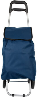 Boodschappentrolley tas op wielen - Shop and Go - blauw - 92 x 35 x 28 cm - 40 liter - Boodschappentrolleys