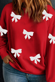 Boog Applicatie Sweatshirt Met Relaxed Fit Rood