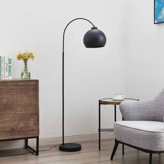 booglamp Minali, zwart, metaal, 148 cm hoog, E27 zwart, goud