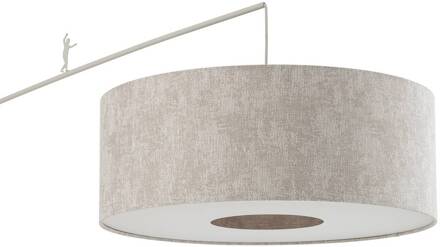 Booglamp Poise B, grijs, staal, textiel, reikwijdte 255 cm zijdeachtig grijs