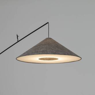 Booglamp Poise, umbragrijs, staal, textiel, reikwijdte 260 cm