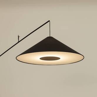 Booglamp Poise, zwart, staal, textiel, uitsteeklengte 260 cm