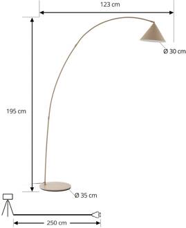 booglamp Triangolo, beige, hoogte 195 cm, metaal, E27 beige, wit