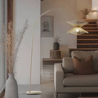 booglamp Valdorin, beige, papier, 195 cm, IP20