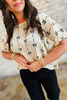 Boogtop Relaxed Fit Korte Mouwen Crème