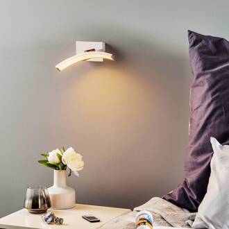 Boogvormige LED wandlamp Largo m. aluminium finish aluminium, gesatineerd