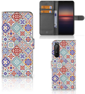 Book Case met foto Sony Xperia 1 II GSM Hoesje Tiles Color