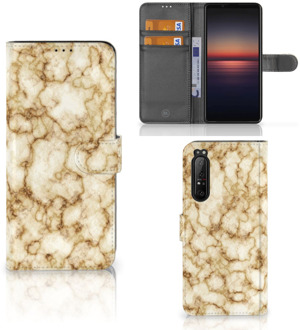 Book Cover Sony Xperia 1 II Smartphone Hoesje Marmer Goud