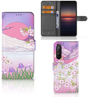 Book Style Case Sony Xperia 1 II Smartphone Hoesje Cadeautjes voor Vrouwen Bird Flying