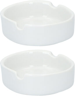 Bookwill 2x Witte ronde asbakken 8 cm keramiek