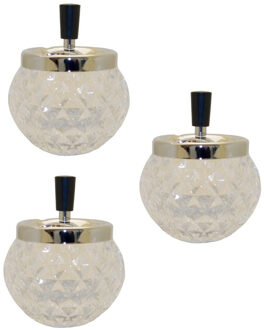 Bookwill 3x stuks glazen bol draaiasbakken/drukasbakken transparant 12 x 14 cm