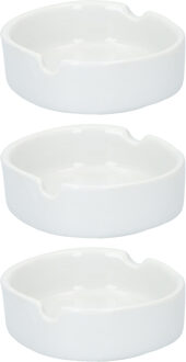 Bookwill 3x Witte ronde asbakken 8 cm keramiek