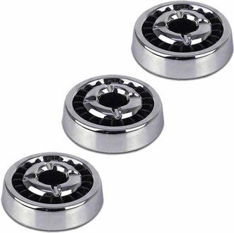 Bookwill Asbak - 3x - chroom/zwart - 14 cm - metaal/kunststof - sigarettendover