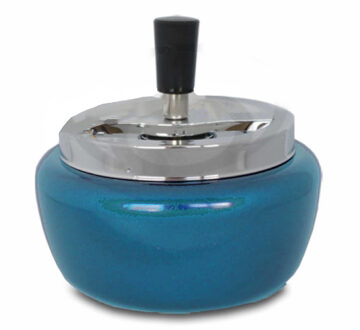 Bookwill Draai asbak - metallic turquoise blauw - 13 cm - draai asbak - drukasbak