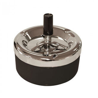 Bookwill Draai asbak - zwart chroom - 11,5 cm - draai asbak - drukasbak