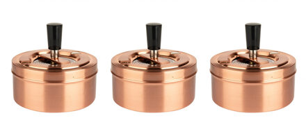 Bookwill draaiasbak / drukasbak - 3x stuks - rose goud - D11 x H6,5 cm - metaal - Terrasasbak - Stor
