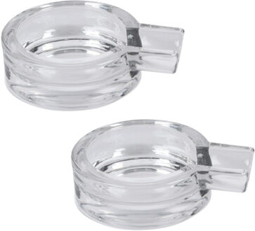 Bookwill Sigaren asbak - 2x - glas - 1 legger - D14.5 cm - sigarenhouder