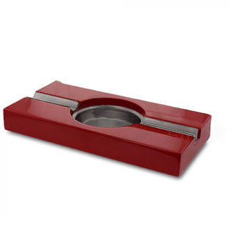 Bookwill Sigaren asbak - rood - hout / metaal - 2 legger - 21 x 11 cm - sigarenhouder