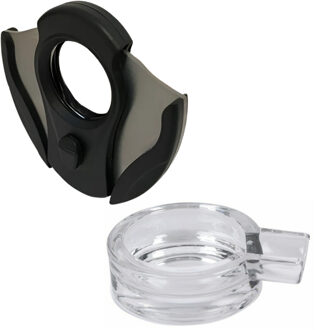 Bookwill Sigaren set - asbak - glas - D15 cm - sigarenknipper - 27 mm