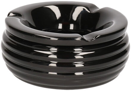 Bookwill Terrasasbak met deksel - 15(d) x 9.5(h) cm - zwart - keramiek - stormasbak