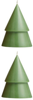 Boom kerstkaarsen (set van 2) - maat One size Groen