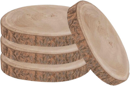 Boomschijf - 4x - 30 x 3 cm - paulownia hout - rond - kaarsenbord - serveerplank