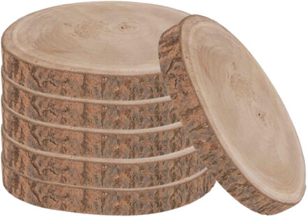 Boomschijf - 6x - 30 x 3 cm - paulownia hout - rond - kaarsenbord - serveerplank