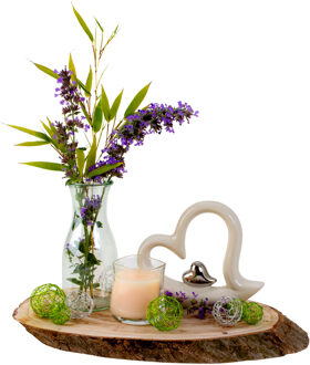 Boomschijf kaarsenplateau - hout - 42 x 27 x 3 cm - ovaal - hobby