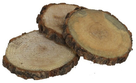 Boomschijven onderzetters voor glazen - hout - 4x - D10 cm - rond - gelakt - Glazenonderzetters Bruin