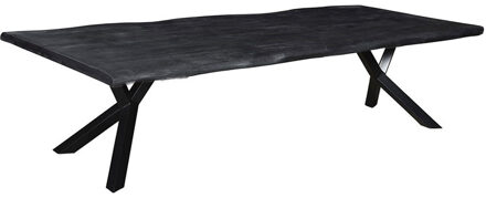 Boomstamtafel massief Mango zwart | 220 x 100 x 78 cm | Bladdikte 4 cm | Y-poten