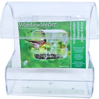 Boon 1x Vogel voederbak/voederhuis transparant met zuignappen 12,5 x 11 x 14 cm - Vogelvoederhuisjes