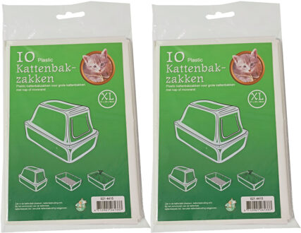 Boon 20x stuks plastic kattenbak afvalzakken wit 51 x 20 x 46 cm - Kattenbakzakken