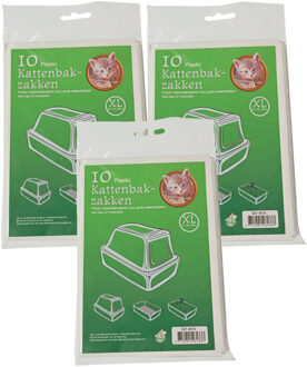 Boon 30x stuks plastic kattenbak afvalzakken wit 51 x 20 x 46 cm - Kattenbakzakken