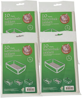 Boon 40x stuks plastic kattenbak afvalzakken wit 50 x 20 x 37 cm - Kattenbakzakken