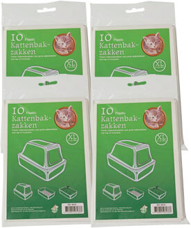 Boon 40x stuks plastic kattenbak afvalzakken wit 51 x 20 x 46 cm - Kattenbakzakken