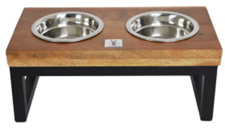 Boon Boony Est 1941 Dinnerset hout met metalen frame voerbakjes hond 45 cm