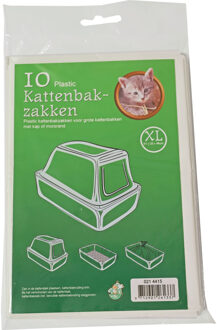 Boon Kattenbak afvalzakken - 10x stuks - wit - 51 x 20 x 46 cm - plastic - kattenbakzakken