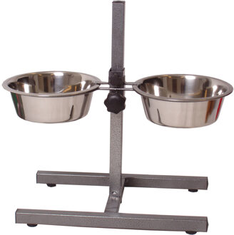 Boon Voederbak en drinkbak H standaard - 21 cm - RVS - Voederbak - Hoogte verstelbaar - voor honden