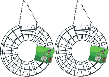 Boon Voedersilo - 2x stuks - voor vetbollen - metaal groen - 25 cm