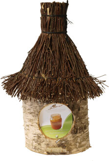 Boon Vogel voederhuisje - 36 cm - berkenhout - rieten dak - pindakaashuisje - voederstation