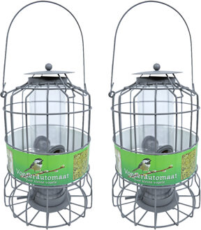Boon Vogel voedersilo - 2x stuks - grijs - 36cm - metaal - geschikt voor kleine vogels